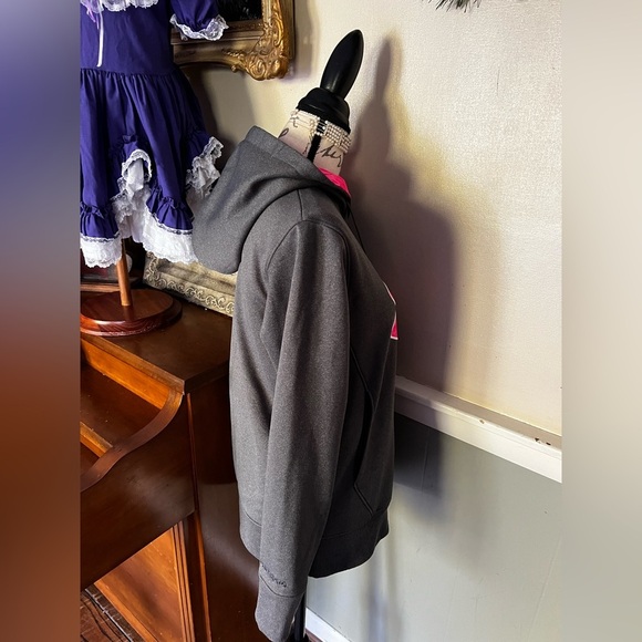 🩶 Under Armour Hoodie Women's Heather Grey Pink Embroidered
Logo Cold Gear - Picture 3 of 6